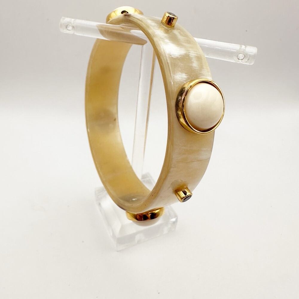 Horn Bracelet Bangle Cream Cabachon Coastal Cowgirl Western Jewelry